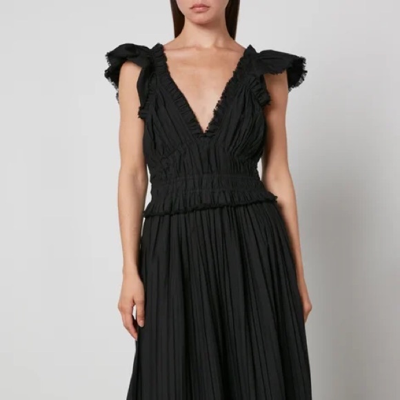 SEA New York Greer Pleated Flutter Sleeve Dress in Black - Picture 7 of 8